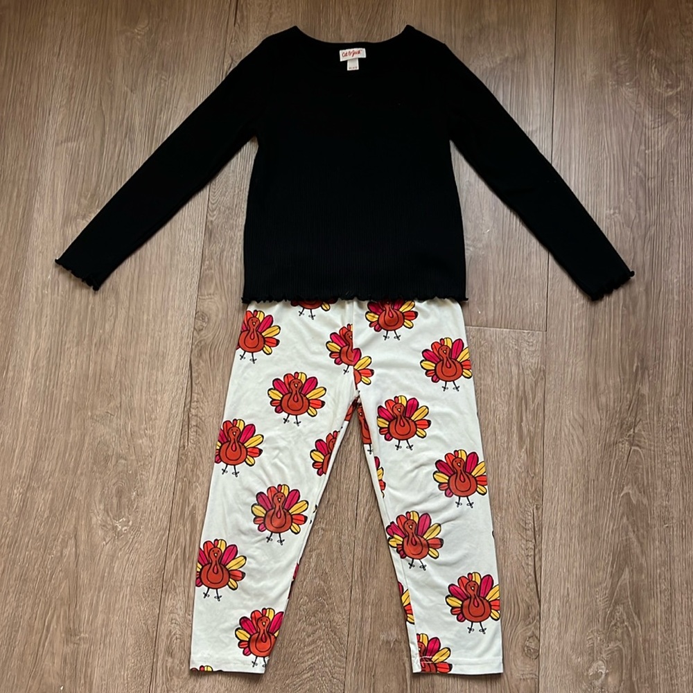 Cat & Jack Fall Thanksgiving Turkey Toddler Girl Outfit Size 4T